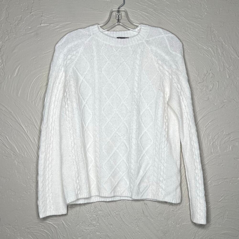 Vince Camuto Ivory Cable Knit Crewneck Sweater XS